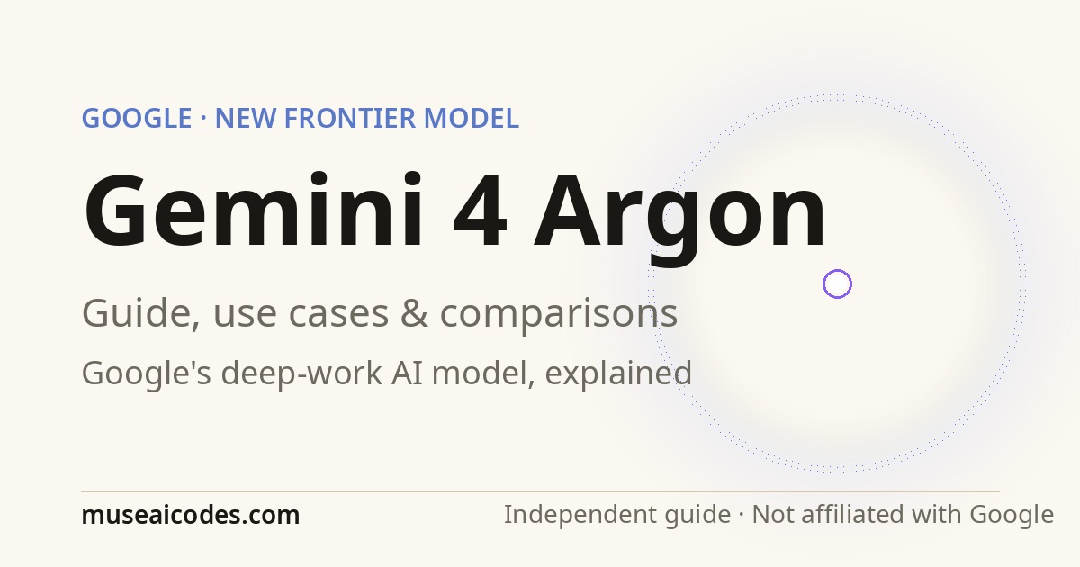 Gemini 4 Argon guide hero image with the title on a paper background and a blue-violet argon glow ring