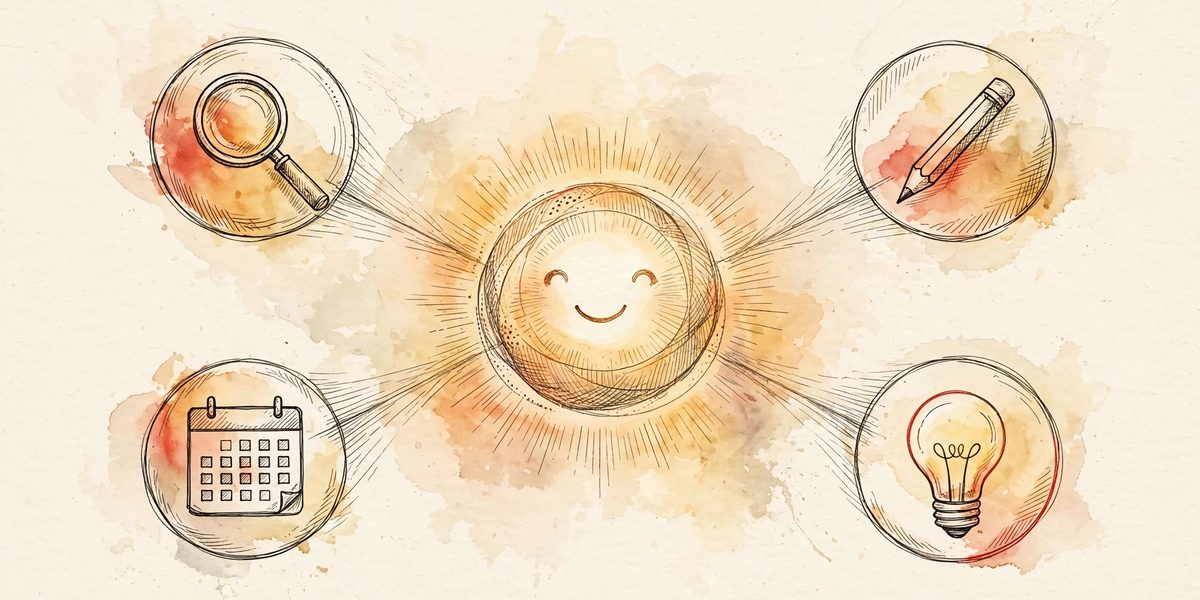 Editorial illustration of Meta's Muse AI personal agent surrounded by task icons